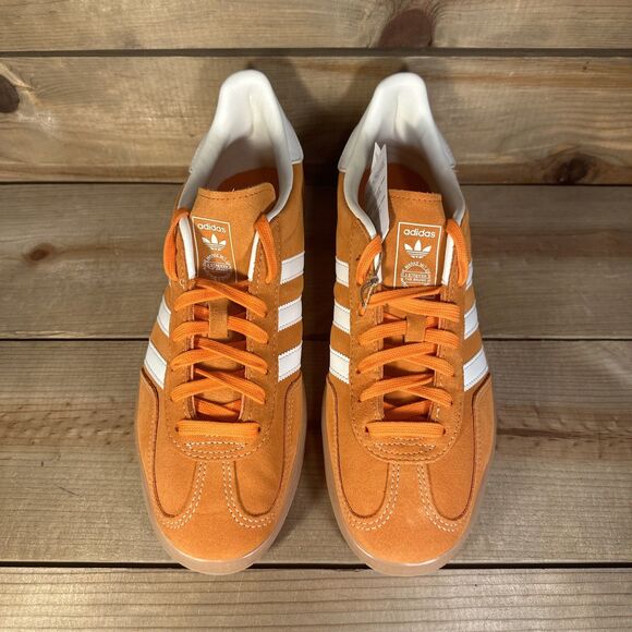 NEW Mens Size 10 - Adidas Gazelle Indoor “Orange Off White Gold Metallic” JQ8392 main image 5